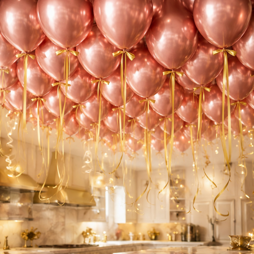 Rose Gold Ceiling Balloons